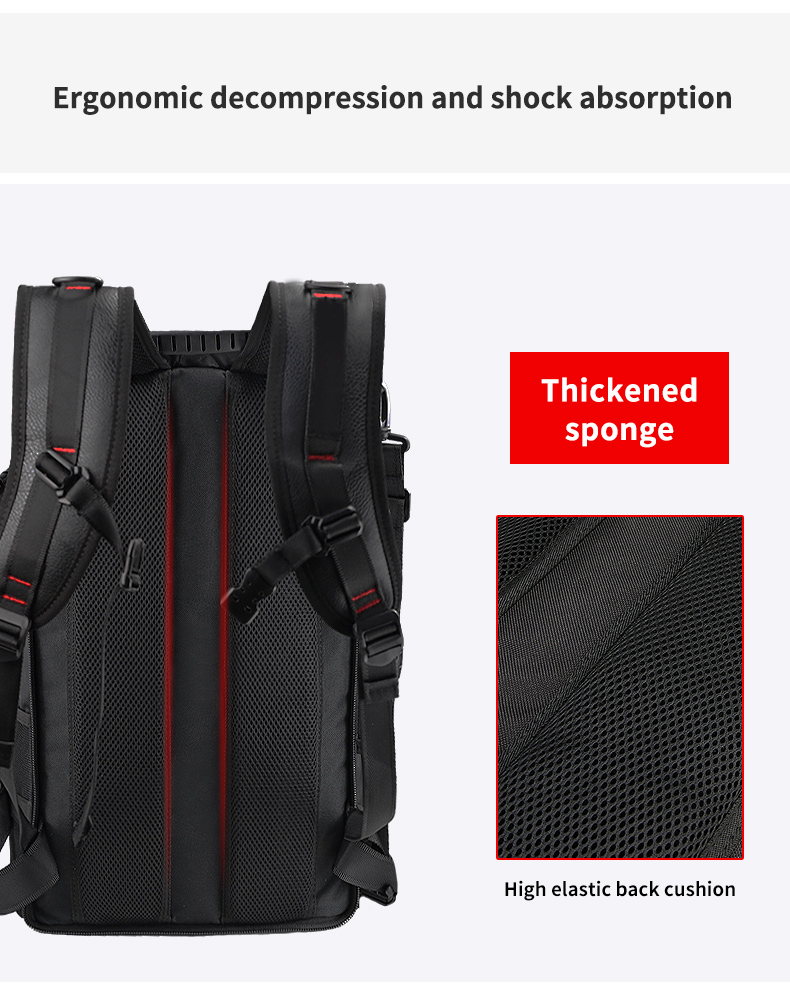 Black PU Waterproof Climbing Backpack Water Resistant Hiking Backpack OEM/ODM