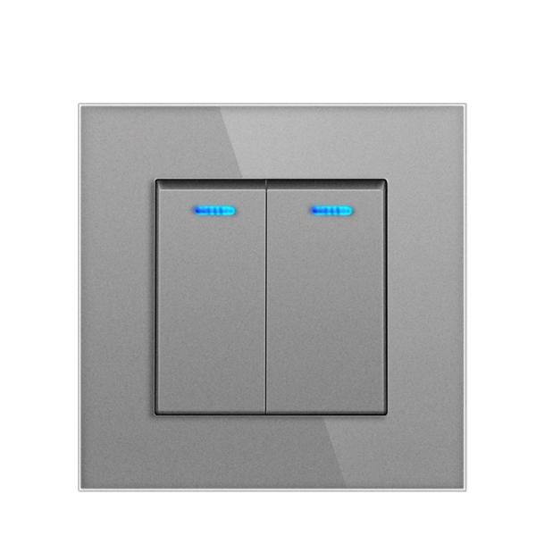 86 Types R Series Modern Black Wall Light Switch Push Control Tempered Glass Panel Compatible With UK/EU/FR