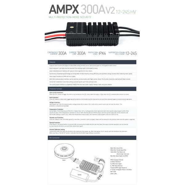 AMPX ESC 300A(12-24S) Electronic Speed Controler