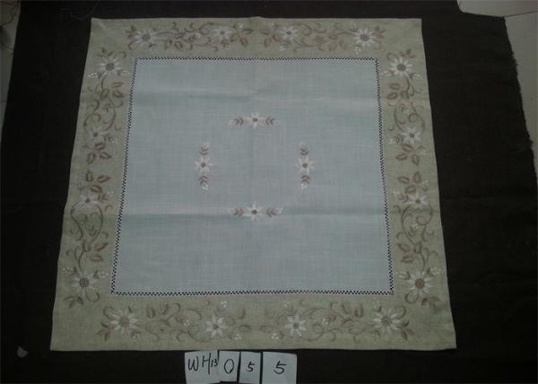 Cheap Poly Viscose Fabric Linen Hemstitch Tablecloth With Embroidery Technics for sale