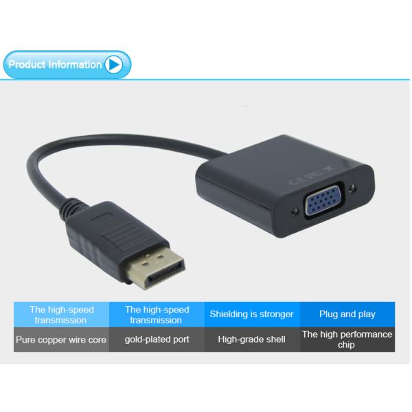 1080p MAC Displayport To VGA Converter Cable With Docking 30 Pin Source Port Connector