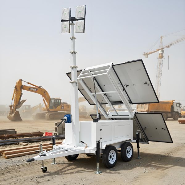Towable Light Tower Quick Deployment Emergency Light Tower Beam Angle 350° Solar LED Light Tower