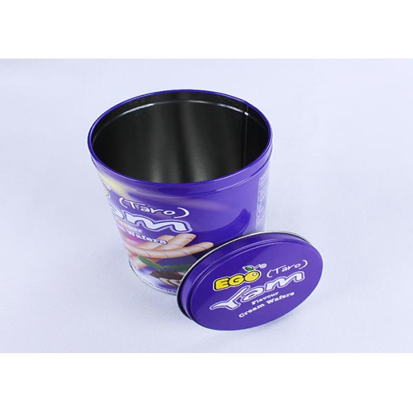Egg Rolls Packaging Round Cylinder Gift Tin Box Custom Artwork CMYK Printed