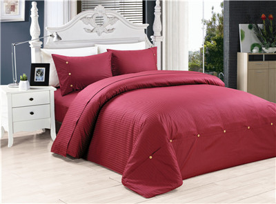 Sateen Stripe 4pcs Duvet Cover Set Solid Polyester Cotton Bedding set Twin/full/queen/king size