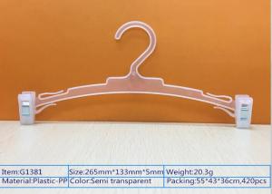China Transparency Plastic Clothes Hangers With Two Clips , Retail Clothes Hangers on sale