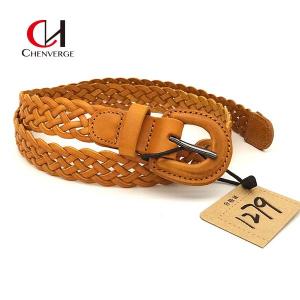 China Cowhide Brown Braided Leather Belt Width 24mm Multipurpose Durable on sale