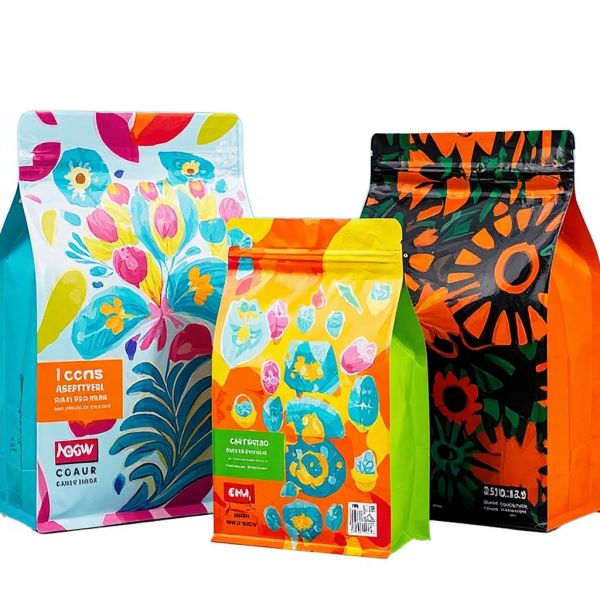 Customized Leak Proof Food Grade Square Bottom Tea Coffee Beans Packaging Pouch Bags PET/VMPET/PE Heat Seal Resealable Aluminum