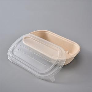 China 850ml 1000ml Biodegradable Bagasse Tableware Greaseproof Microwave Container With Lid on sale