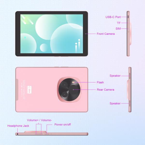 C idea Android Tablet 5G SIM Support 9 Inch Tablet PC With Case and Pen CM935 pink
