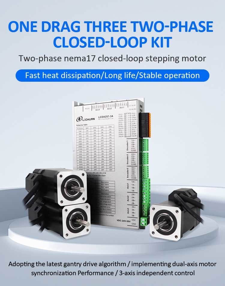 Lichuan 3A DC Closed Loop Stepper Motor Drivers Kit 0.8N.m 2 Phase Nema17 DC24V～50V 2.5A 1000PPR
