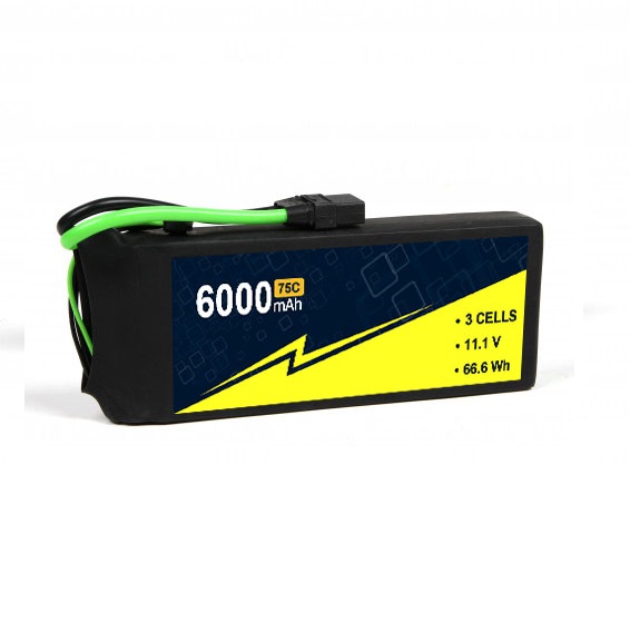 6000mAh 3S 11.1V 75C RC Airplane Battery Pack With W/XT-90 Long Life