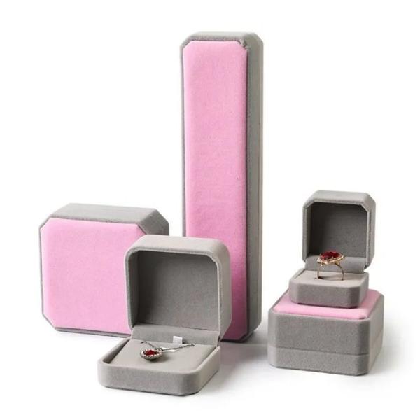 Cheap Rigid Cardboard Flocking Jewelry Boxes For Rings Necklaces Earrings And Bracelets for sale