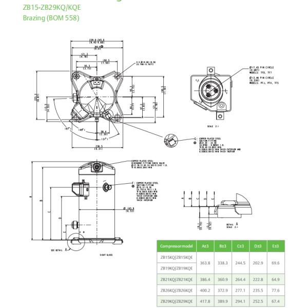 4HP 380V/420V Copeland Scroll Compressor ZB29KQE-TFD-558 AC Compressor