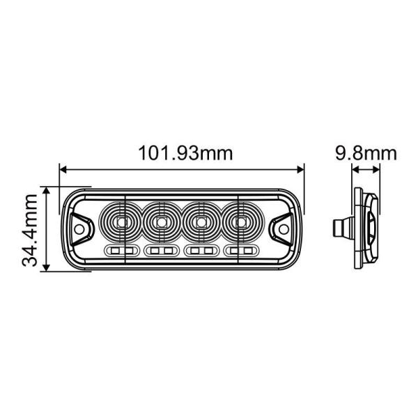 4 LED Strobe Warning Light Strobe Grille Flashing Light Bar Truck Car