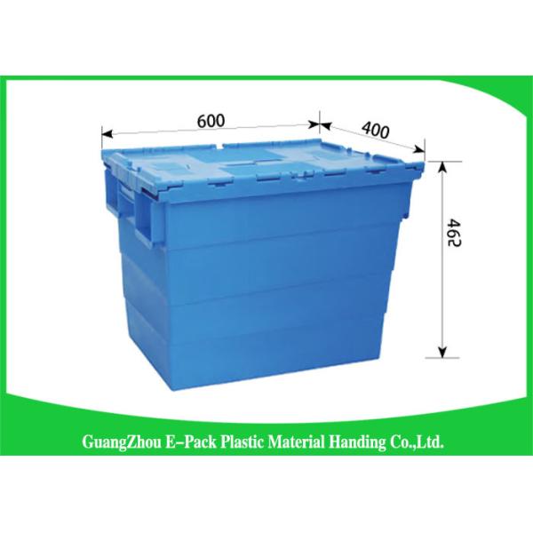 Durable Plastic Attached Lid Containers / Heavy Duty Plastic Storage Boxes