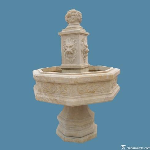 Cheap Lion Head Carved Marble Fountain Stone Water Outdoor Decro for sale