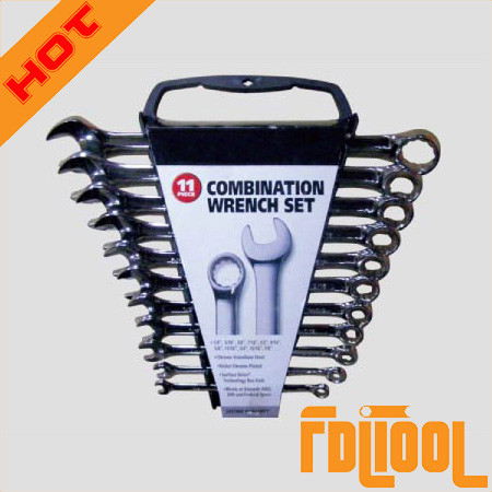 11PC Mirror Polished Combination Wrench Plastic Rack