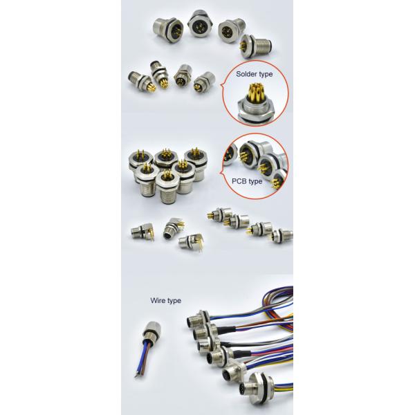 Male Female Solder Pcb M8 M12 Wall Panel Mount Connector 3 - 17 Pin A - X Code Sensor