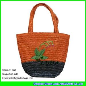 China LUDA fashion wheat straw handbag hand embroidery straw bags for kids on sale