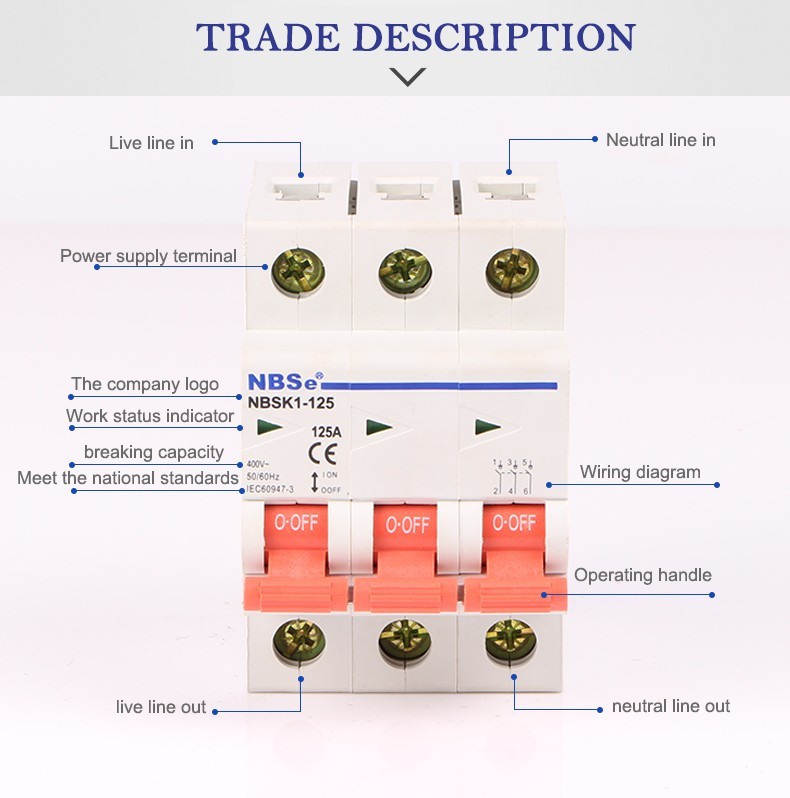 IEC60947-3 100A Mains Electrical Isolator Switch Thermosetting Shell