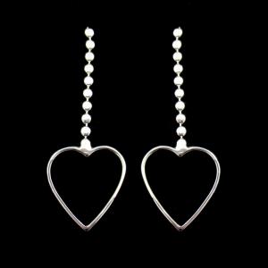 Best Plain Pure Silver Heart Earrings / Silver Bead String Hanging Earrings For Women wholesale