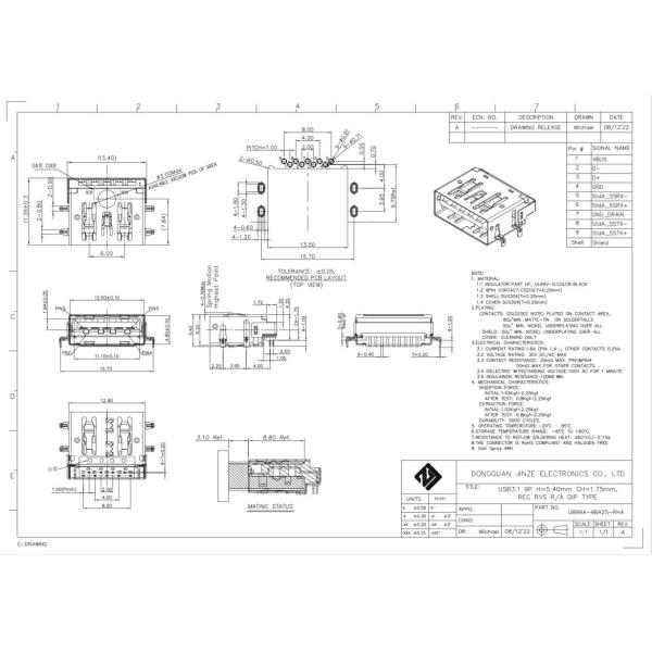 Short Version USB3.1 9Pin Female DIP USB Connector Socket C Type STD
