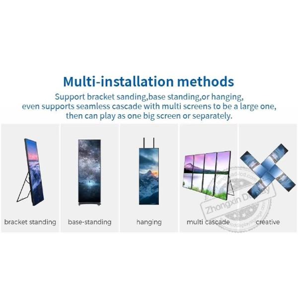 High Brightness Poster Led Display P1.86 P2 P2.5 P3 COB Indoor Commercial Floor Stand Digital LED Poster For Shopping Mall/Cinema