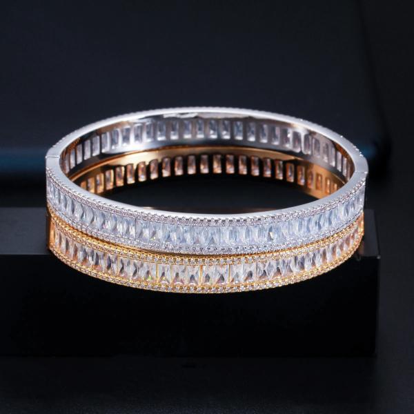 Luxury Cubic Zircon Bracelet with Leaf Shape CZ Vintage Bride Wedding Bracelets Bangle for Women Jewelry