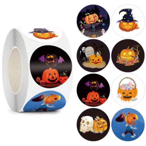 1Inch Removable Cute Holiday Round PVC Label Sticker Decals Roll