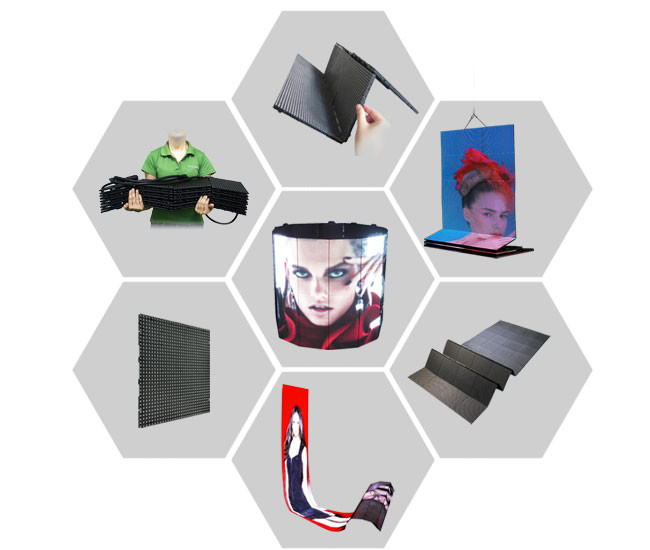 360 degrees bendable 6mm and 12mm LED display for events, similar to Barco