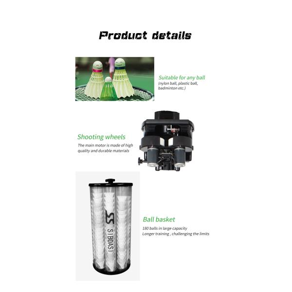 AC 100V Badminton Shuttlecock Shooting Machine With 180Balls