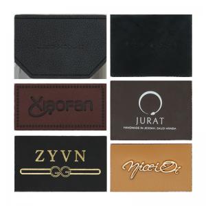 Best PMS Faux Custom Leather Labels Clothing Handbag Tagger Vegan Merrow Border wholesale