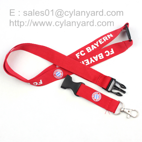 Dye coloured neck ribbon strap lanyard with dye colored plastic release buckle,