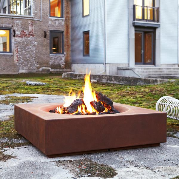 Cheap 3mm Thick Weathering Steel Square Metal Fire Pit Firewood Burning for sale