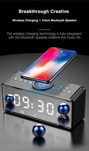 China Bluetooth Clock Hifi Speaker with Wireless Charging QI FM RADIO AUX  TF Card Music Player Support from NEWGOOD on sale