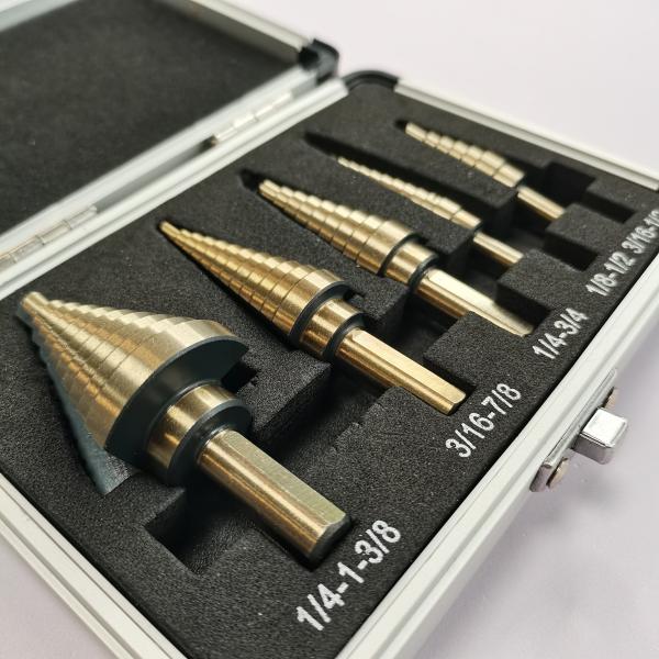 Cheap 5pcs HSS Titanium Step Cone Taper Triangle Shank Drill Bit for sale