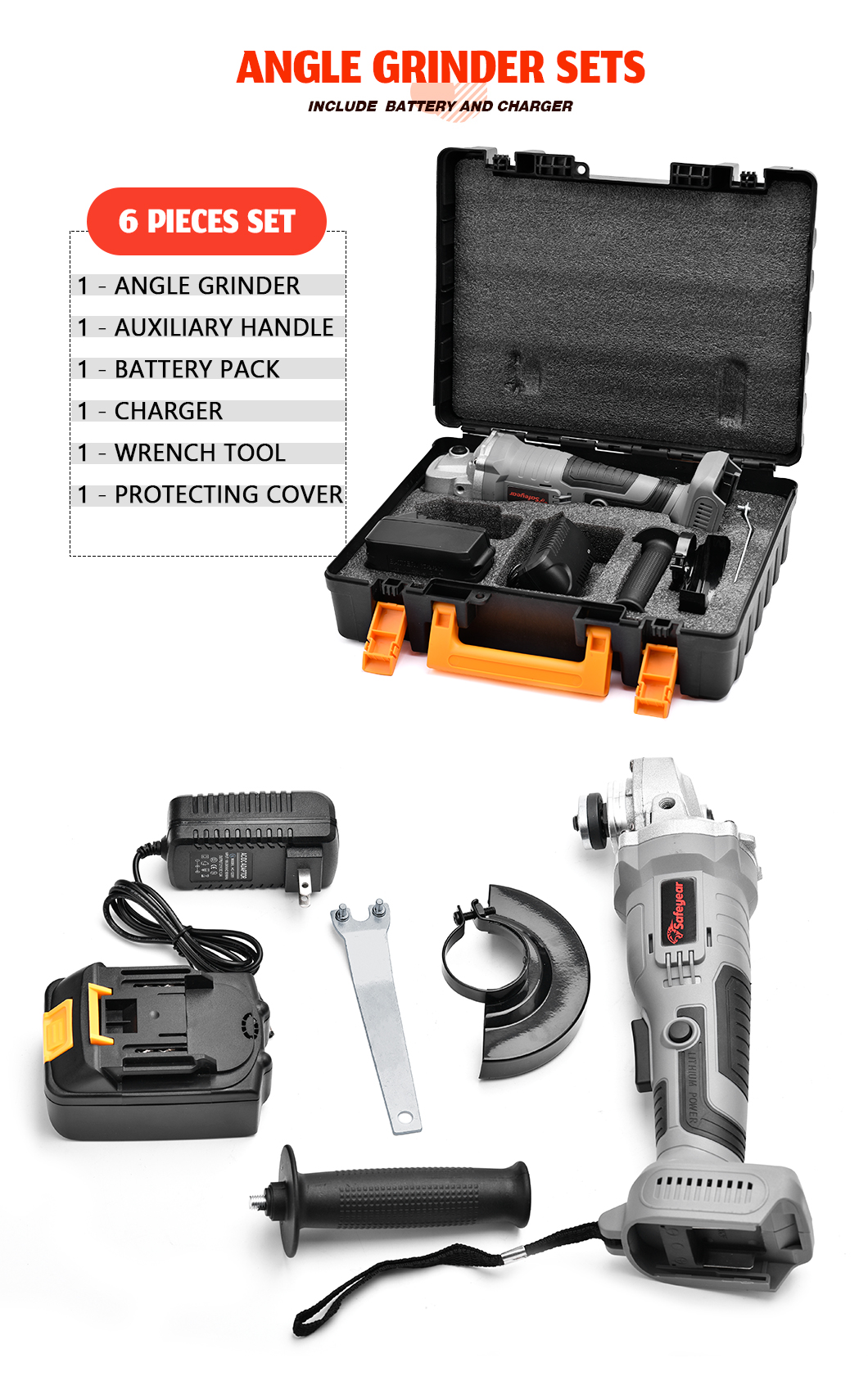 10000 MAh Li-Ion Battery Powered Angle Grinder 88volt Cordless Grinder With Battery And Charger