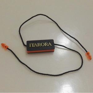 Best custom black plastic security string tags for clothing stores emboss silver logo wholesale