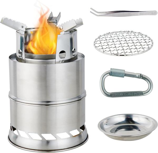 Cheap Mini Portable Wood Burning Stove, Camping Stove Foldable Stainless Steel Backpacking Cookware Rocket Stove for sale