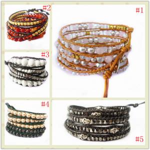 Best OEM Semi Gemstone Leather Cord Wrap Bracelet, Wrap Bracelet For Men, Women, Boy, Girl wholesale