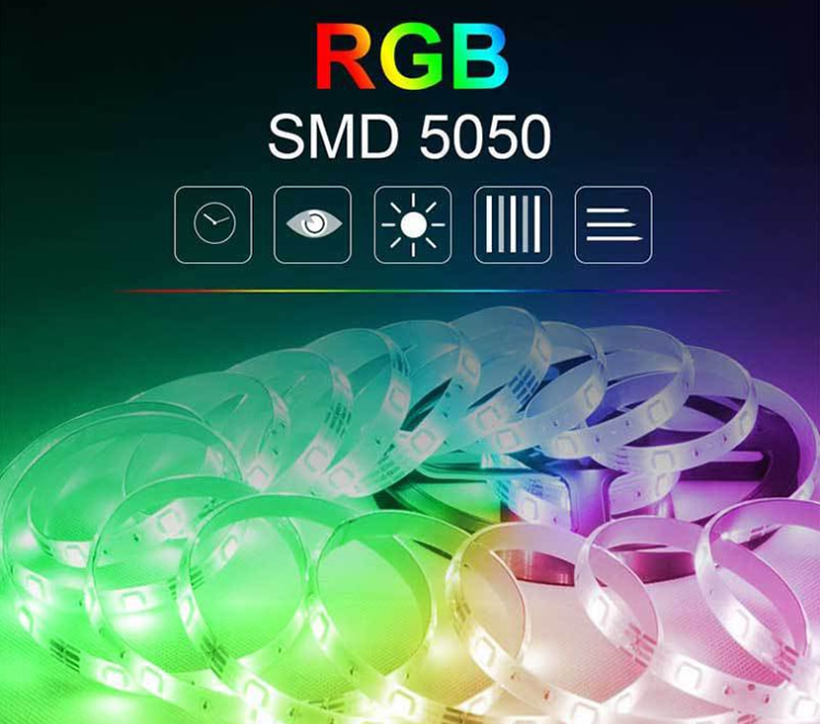 5m 12v 24v 16.4ft 60d waterproof smd 5050 rgb led strip light