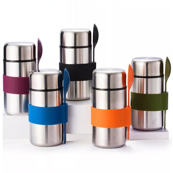 Cheap 400ml Stainless Steel Vacuum Thermal Insulated Lunch Box Flask With Spoon for sale