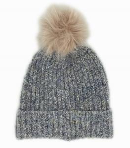 Best Melange Color Shinny Yarn Popular Knit Hats With Big Pompom wholesale