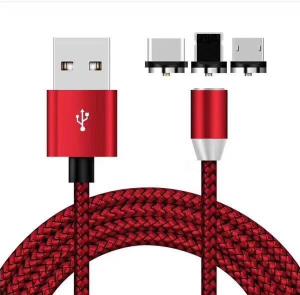 Best 1M Cell Phone 3 In 1 Braided Charging Cable , Magnetic Usb Cable Colorful wholesale