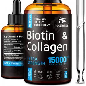 China Private Label Biotin Hair Growth Drops Liquid Collagen Supplement on sale