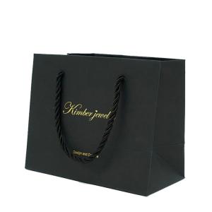 China Black Custom Printed Retail Bags Recycled Material With Logo Gold Foil on sale
