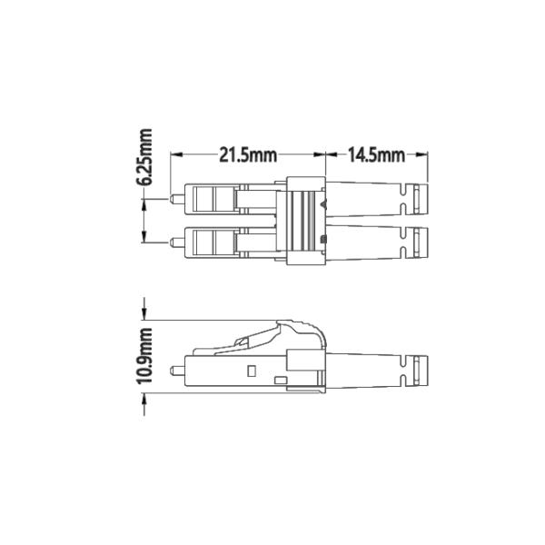 LC-LC Duplex Fiber Optic Patch Cord Multimode 50/125 3.0mm LSZH Aqua