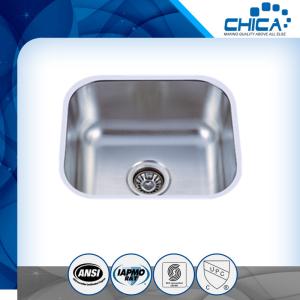 China Four tap hole stainless steel sink with single bowl and stain polish for america market with SUS304 on sale