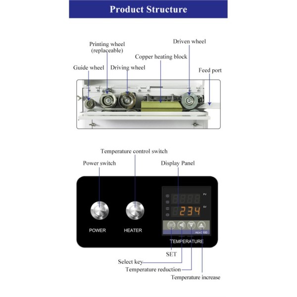 Plastic Coffee Bag Continuous Sealing Machine 450W Food Packaging Vacuum Bag Sealer