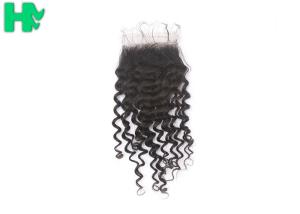 100% Human Hair Closure Deep Wave , Natural Black Brazilian Lace Closure